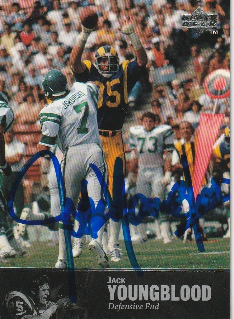JACK YOUNGBLOOD LOS ANGELES RAMS SIGNED 1997 UPPER CARD #73