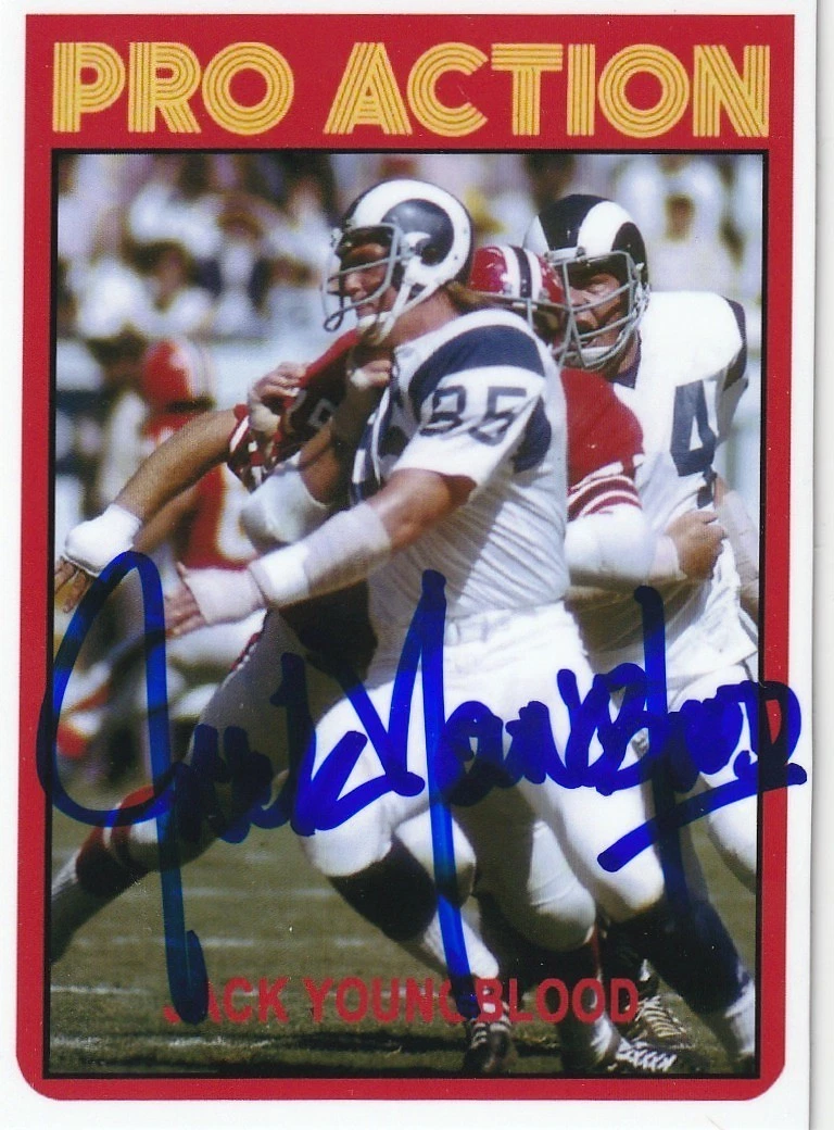 JACK YOUNGBLOOD LOS ANGELES RAMS SIGNED 1972 STYLE CUSTOM CARD