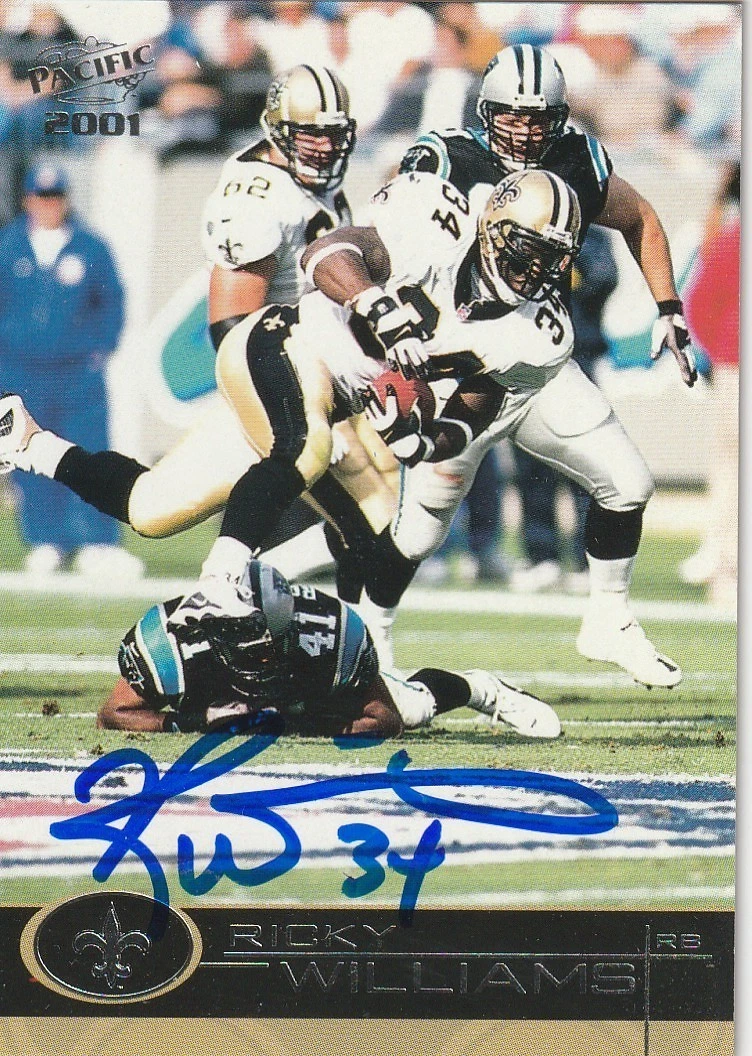 RICKY WILLIAMS NEW ORLEANS SAINTS SIGNED 2001 PACIFIC CARD #273