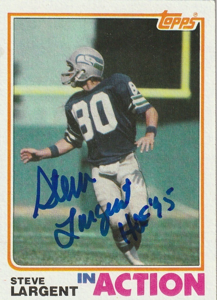 STEVE LARGENT SEATTLE SEAHAWKS HOF 95 SIGNED 1982 TOPPS CARD #250