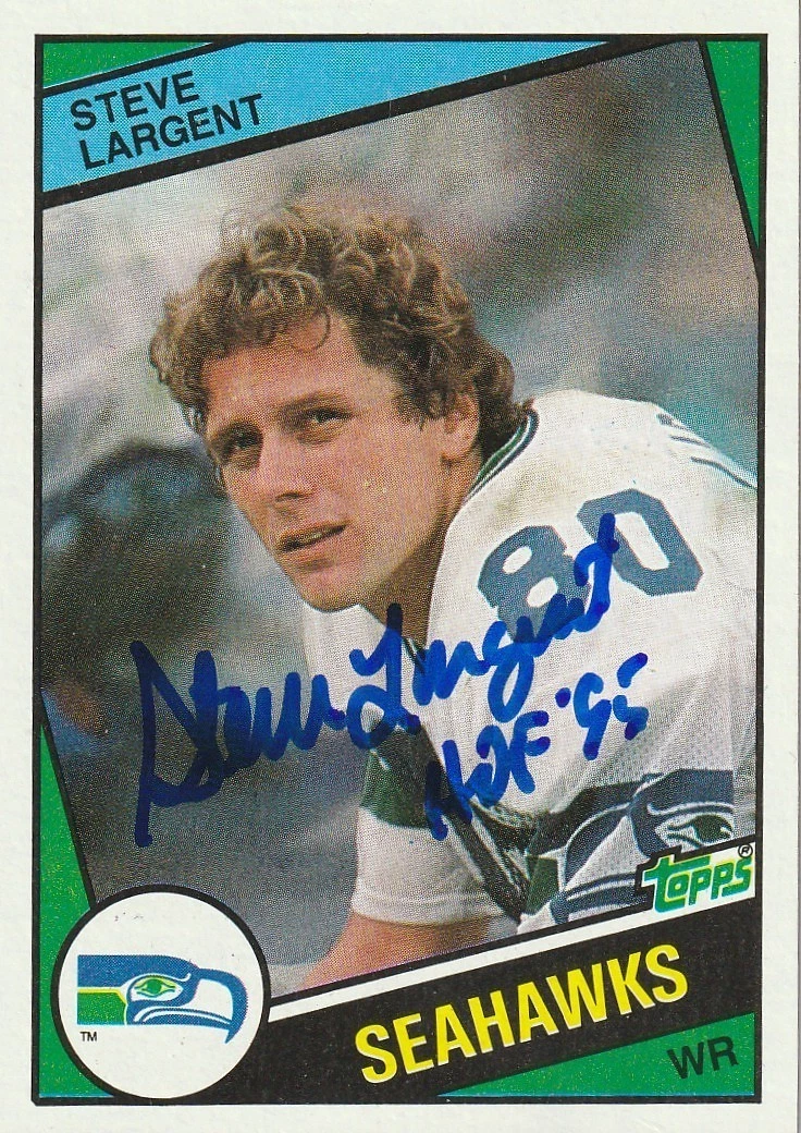 STEVE LARGENT SEATTLE SEAHAWKS HOF 95 SIGNED 1984 TOPPS CARD #196