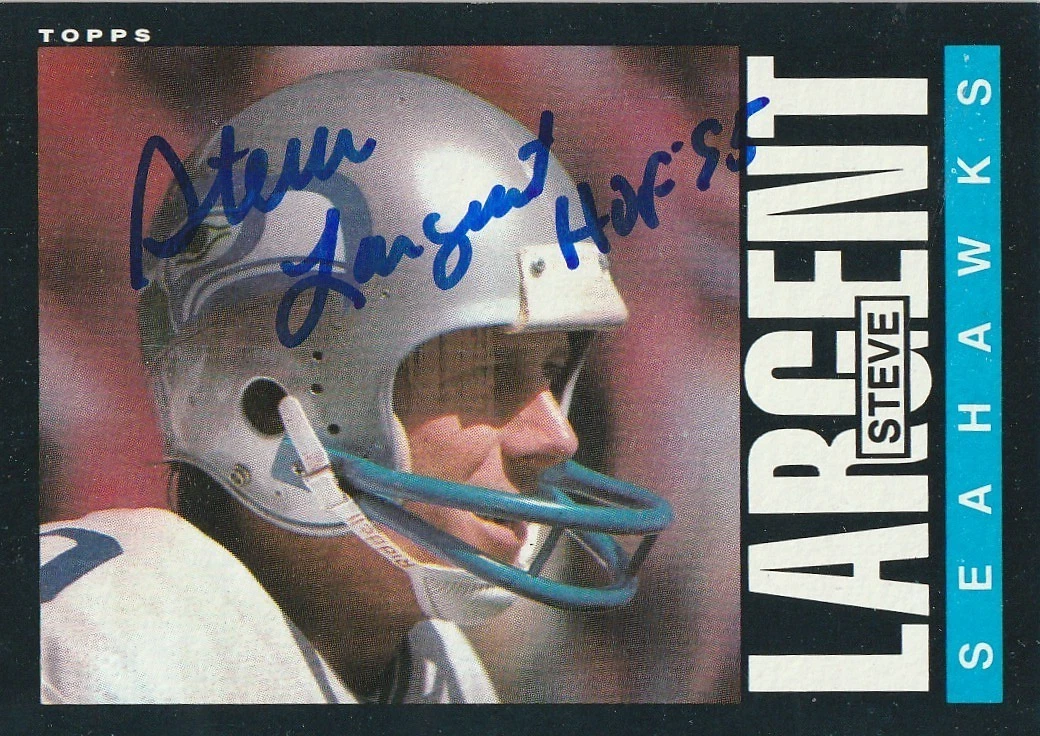 STEVE LARGENT SEATTLE SEAHAWKS HOF 95 SIGNED 1985 TOPPS CARD #389