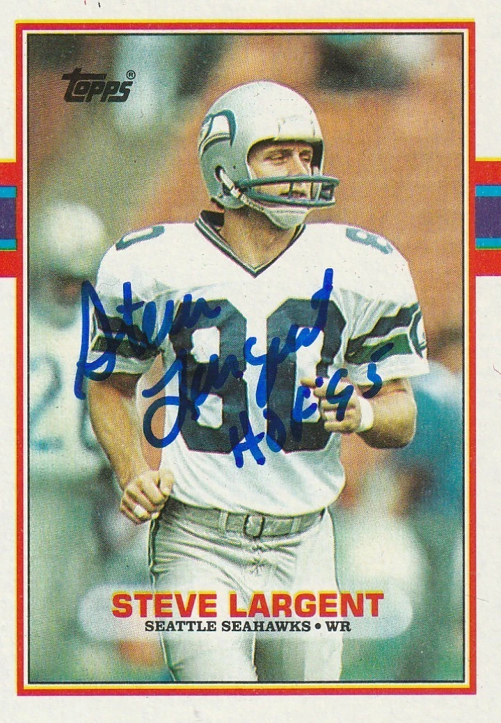 STEVE LARGENT SEATTLE SEAHAWKS HOF 95 SIGNED 1989 TOPPS CARD #183