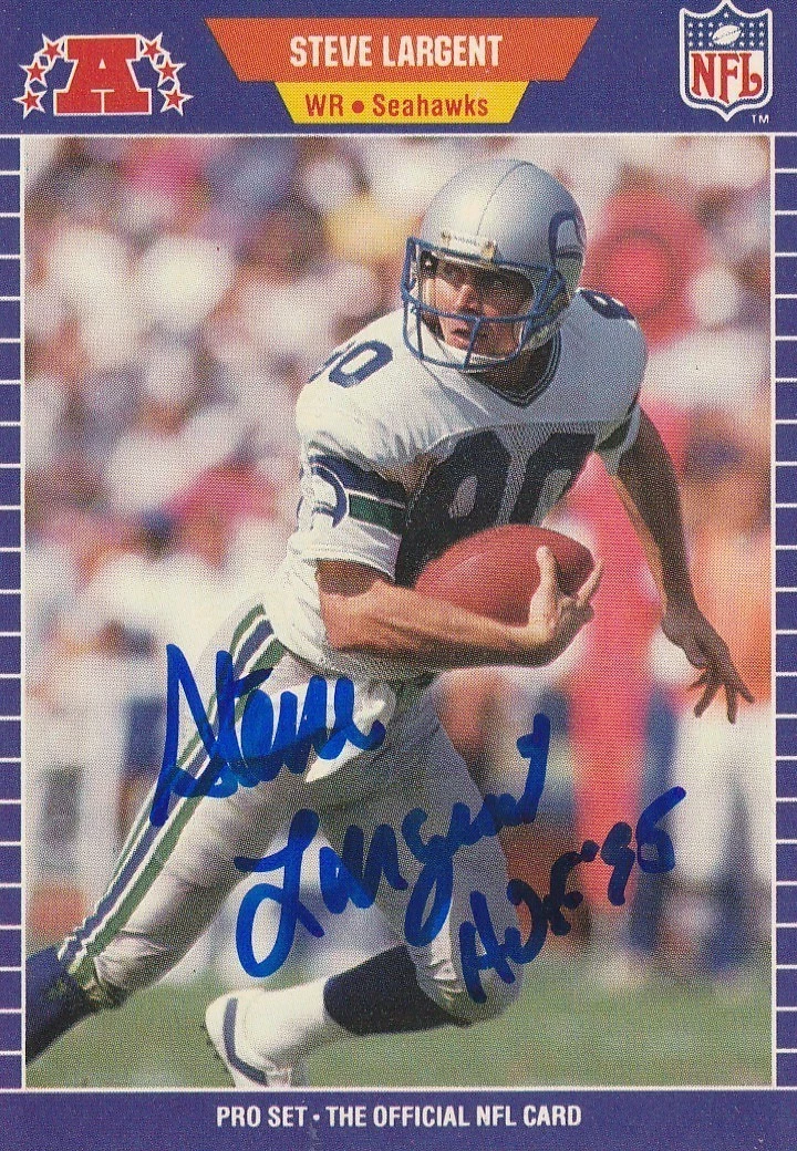 STEVE LARGENT SEATTLE SEAHAWKS HOF 95 SIGNED 1989 PRO SET CARD #396