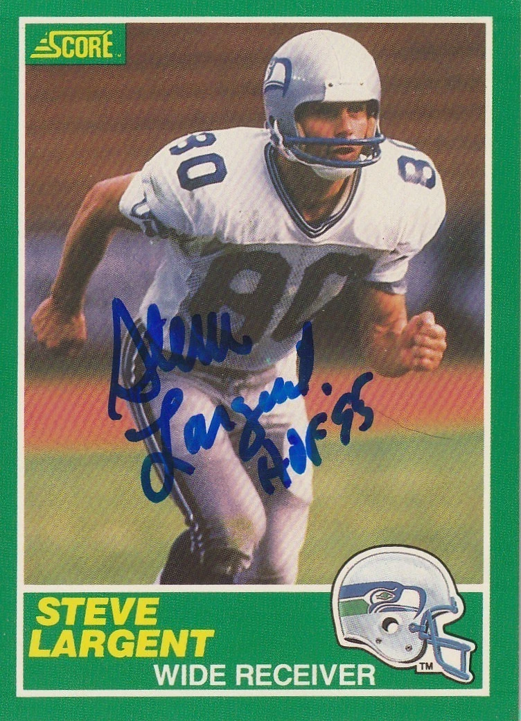 STEVE LARGENT SEATTLE SEAHAWKS HOF 95 SIGNED 1989 SCORE CARD #225