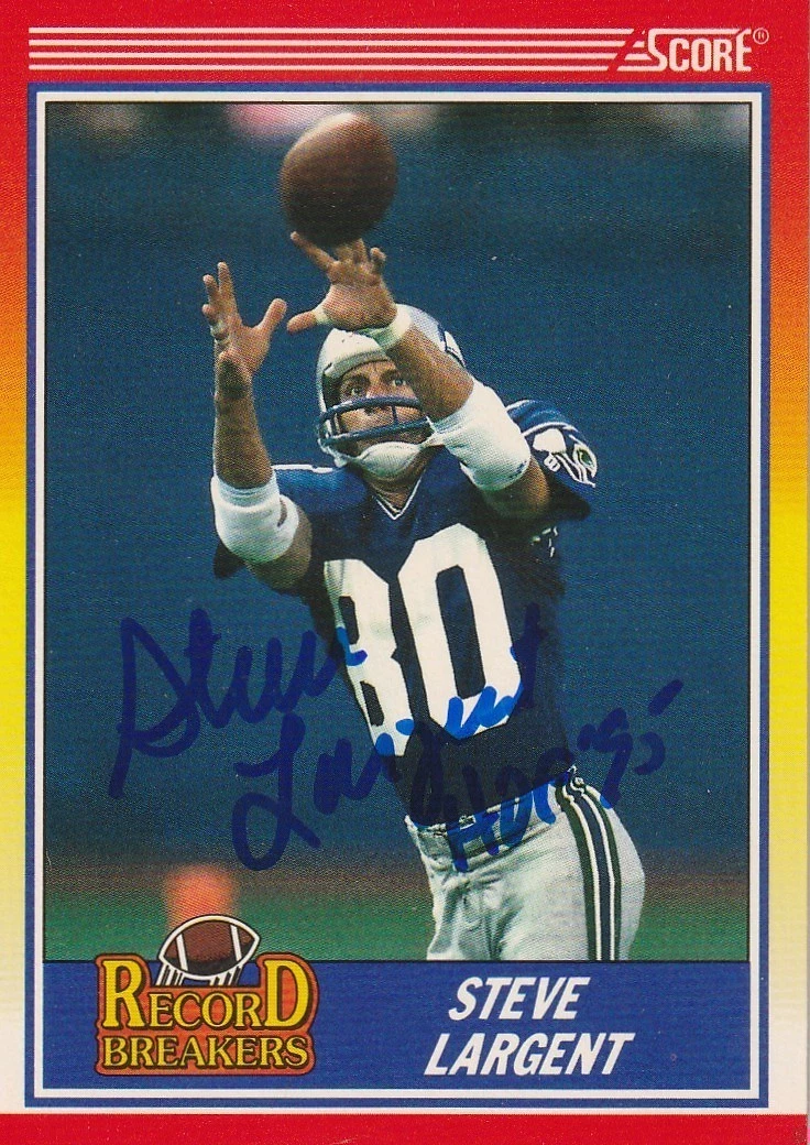 STEVE LARGENT SEATTLE SEAHAWKS HOF 95 SIGNED 1990 SCORE CARD #592