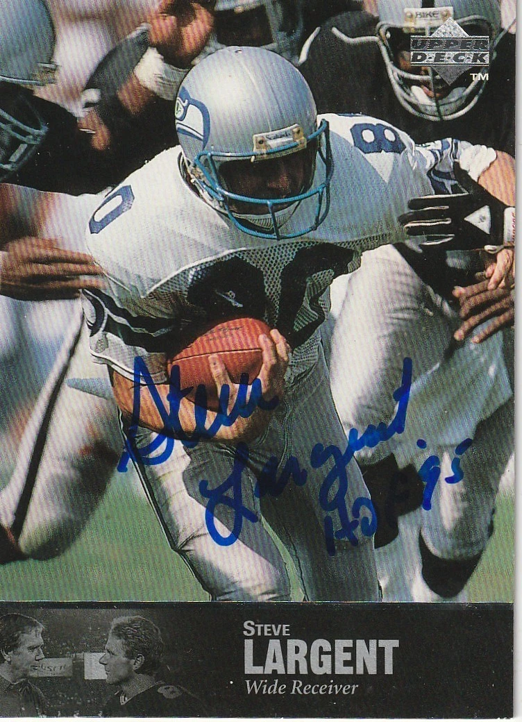 STEVE LARGENT SEATTLE SEAHAWKS HOF 95 SIGNED 1997 UPPER DECK LEGENDS CARD #8