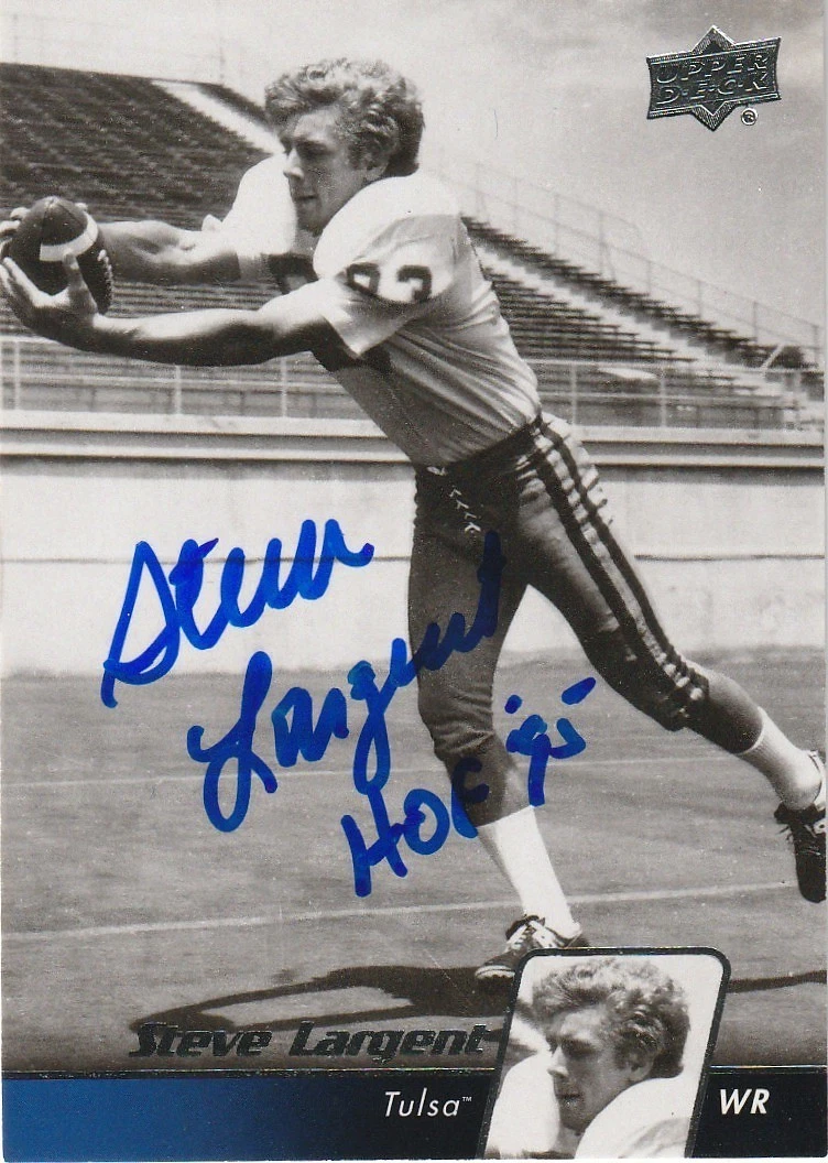 STEVE LARGENT TULSA GOLDEN HURRICANES HOF 95 SIGNED 2011 UPPER DECK CARD #13