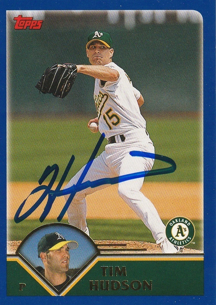 TIM HUDSON OAKLAND A'S  SIGNED 2003 TOPPS CARD #558
