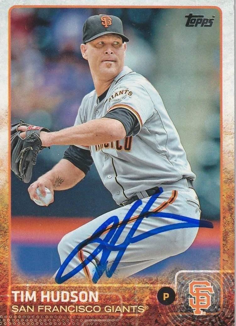 TIM HUDSON SAN FRANCISCO GIANTS SIGNED 2015 TOPPS CARD #86