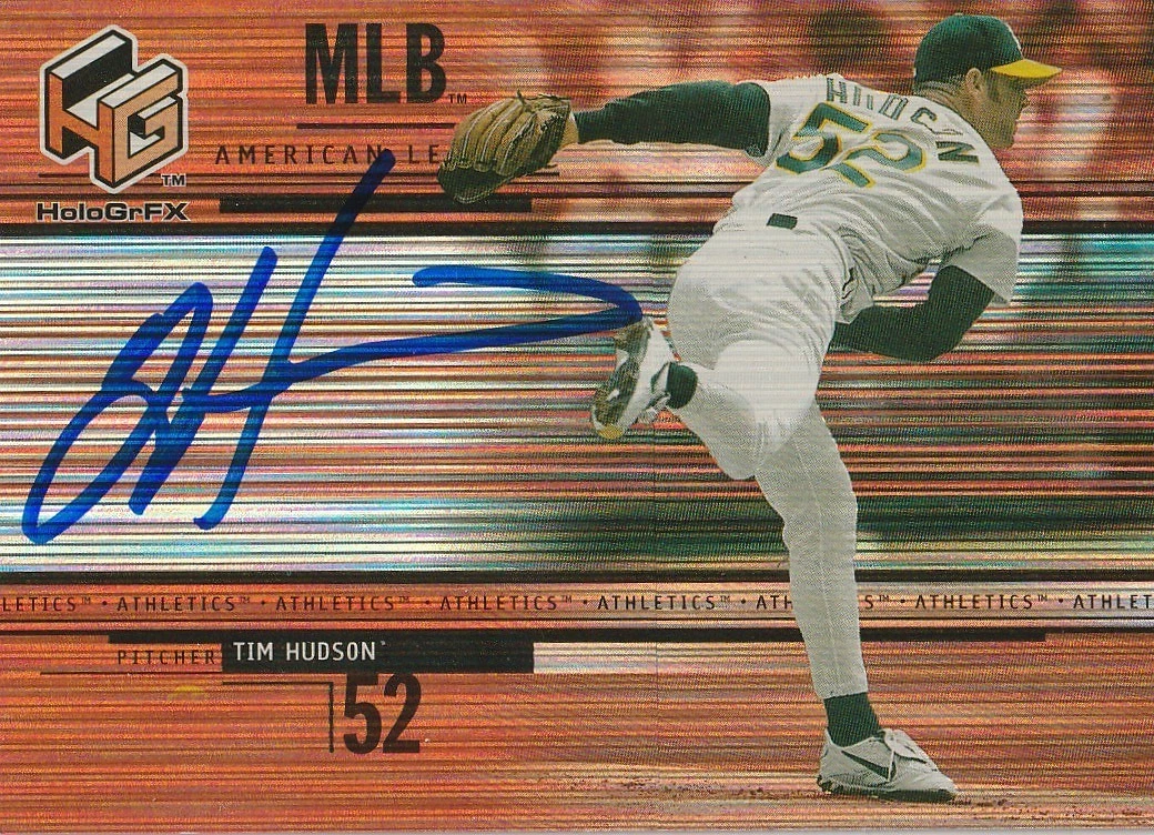 TIM HUDSON OAKLAND A'S SIGNED 2000 UPPER DECK HOLOGRFX CARD #9