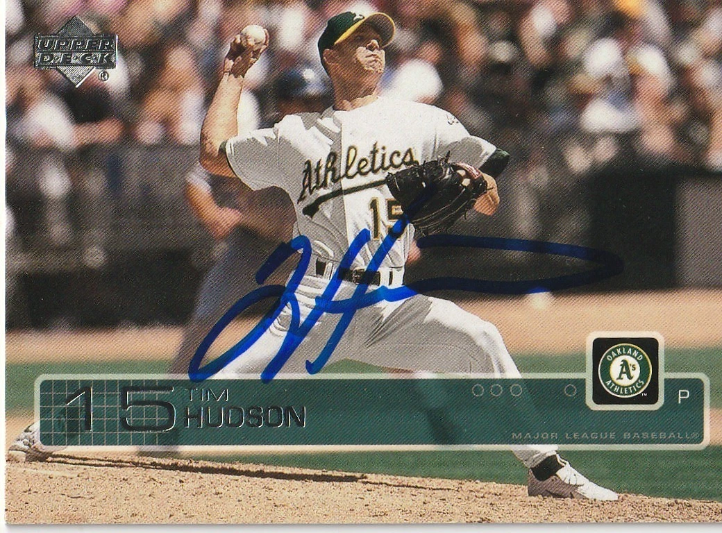 TIM HUDSON OAKLAND A'S SIGNED 2003 UPPER DECK CARD #43