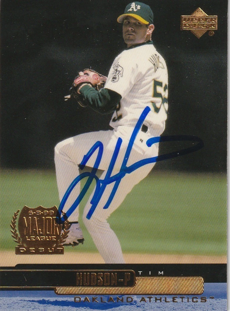 TIM HUDSON OAKLAND A'S SIGNED 1999 UPPER DECK CARD #190