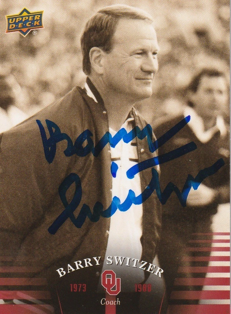 BARRY SWITZER OKLAHOMA SOONERS SIGNED 2011 UPPER DECK OKLAHOMA CARD #14