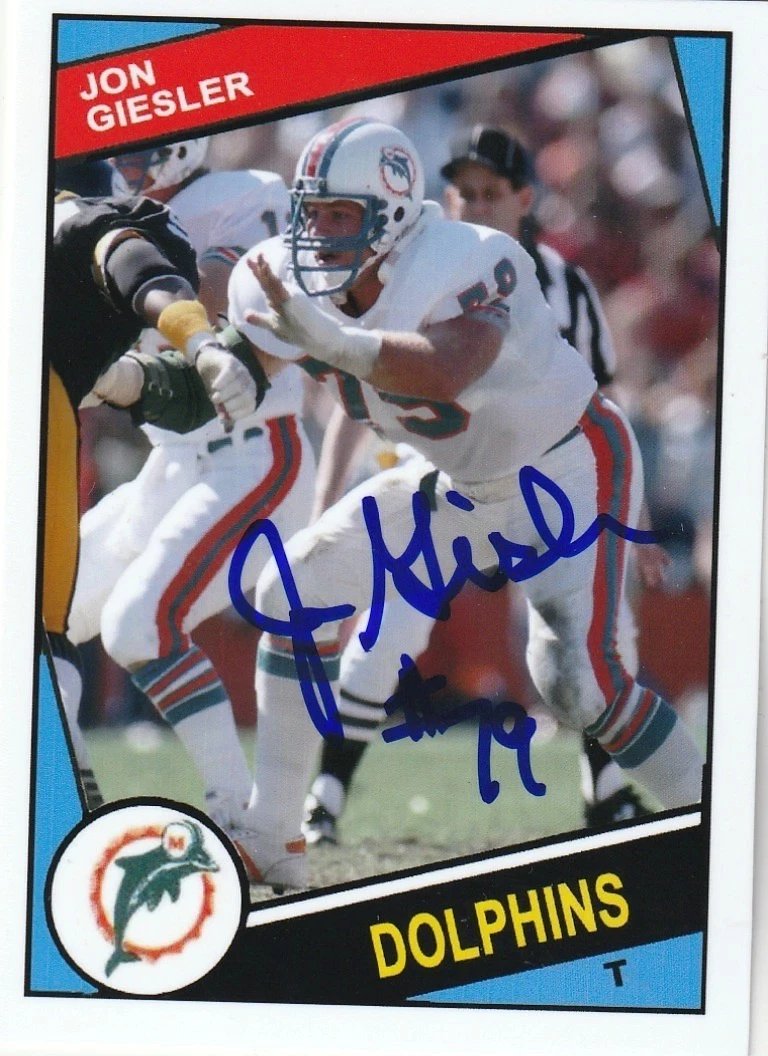 JON GIESLER MIAMI DOLPHINS SIGNED 1984 STYLE CUSTOM CARD