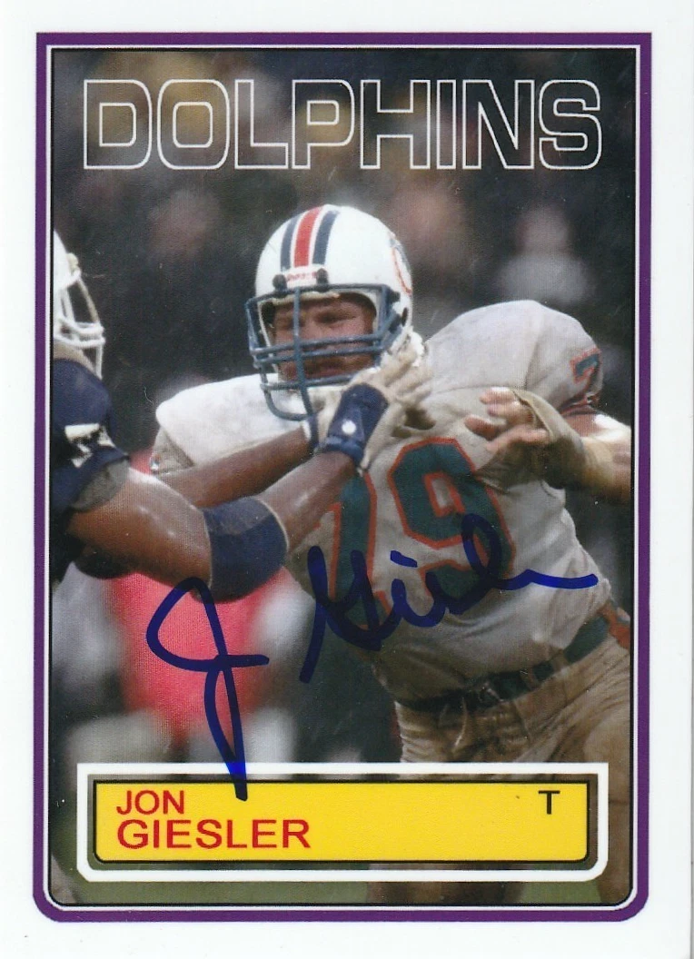 JON GIESLER MIAMI DOLPHINS SIGNED 1983 STYLE CUSTOM CARD