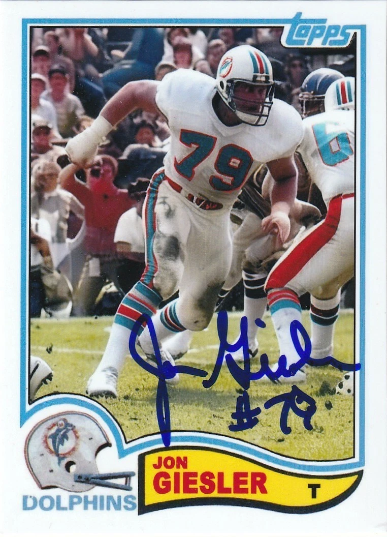 JON GIESLER MIAMI DOLPHINS SIGNED 1982 STYLE CUSTOM CARD