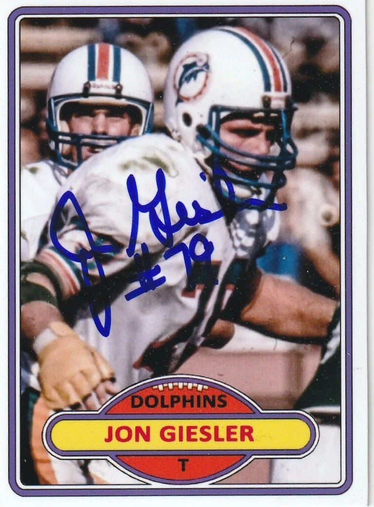 JON GIESLER MIAMI DOLPHINS SIGNED 1980 STYLE CUSTOM CARD