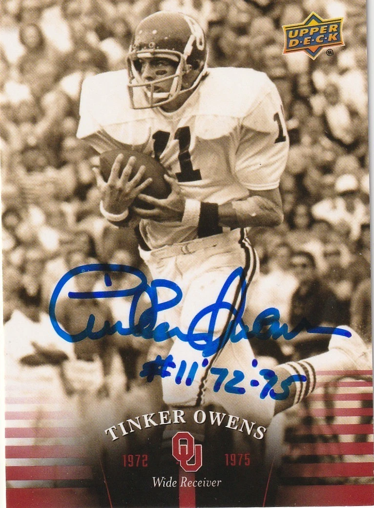 TINKER OWENS OKLAHOMA SOONERS SIGNED 2011 UPPER DECK CARD #28