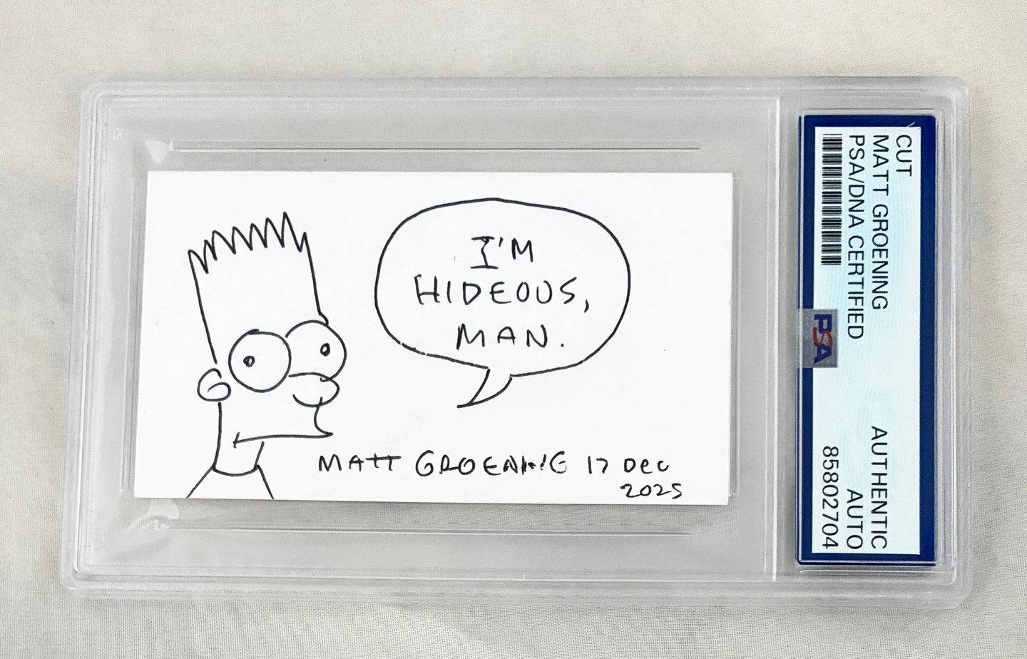 Matt Groening Hand Drawn and Signed Sketch Card Bart Simpsons PSA/DNA COA