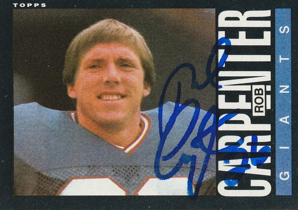 ROB CARPENTER NEW YORK GIANTS  SIGNED 1985 TOPPS CARD #113