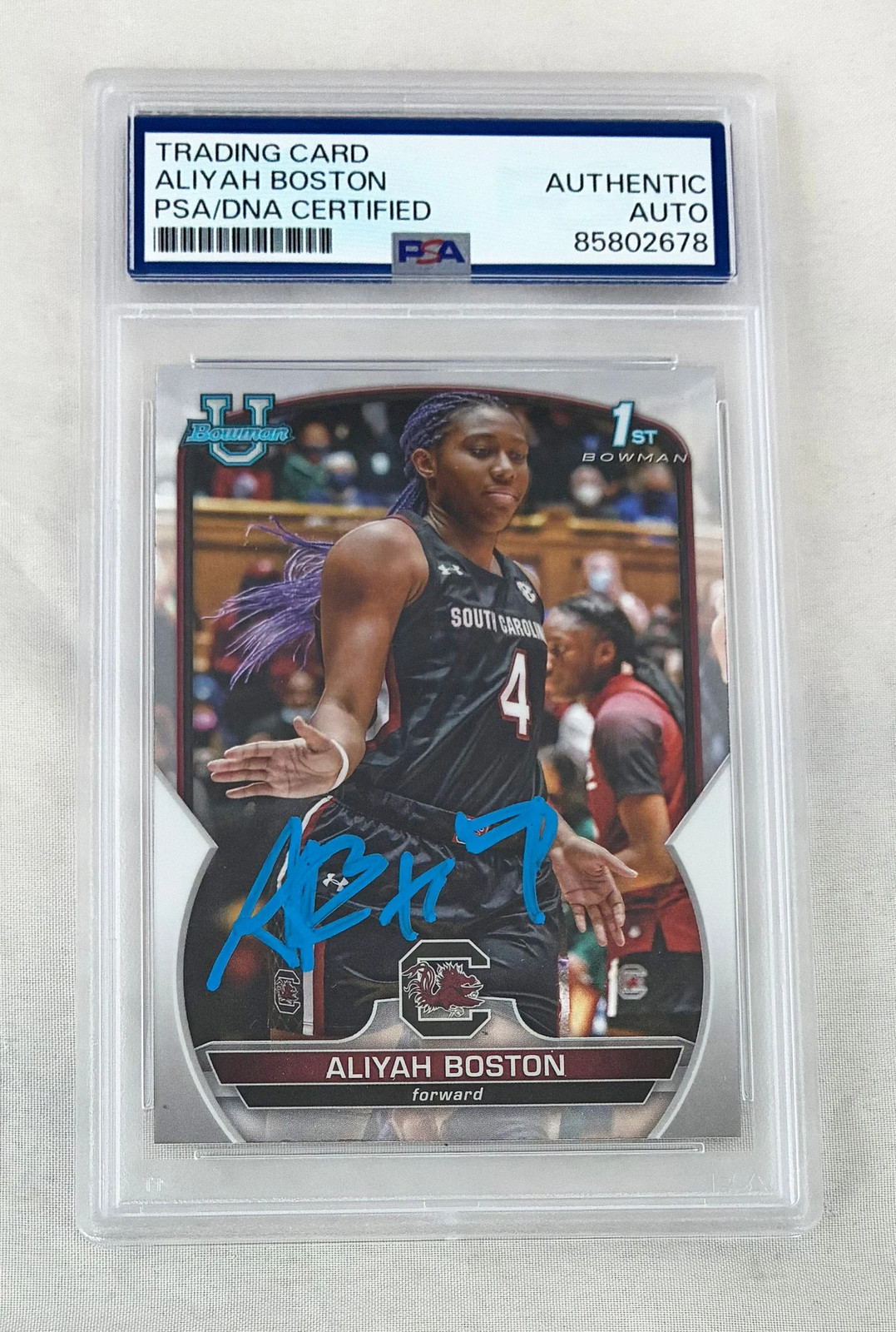 Aliyah Boston Signed Rookie Card 2023 Bowman U Chrome Fever RC #5 PSA/DNA COA