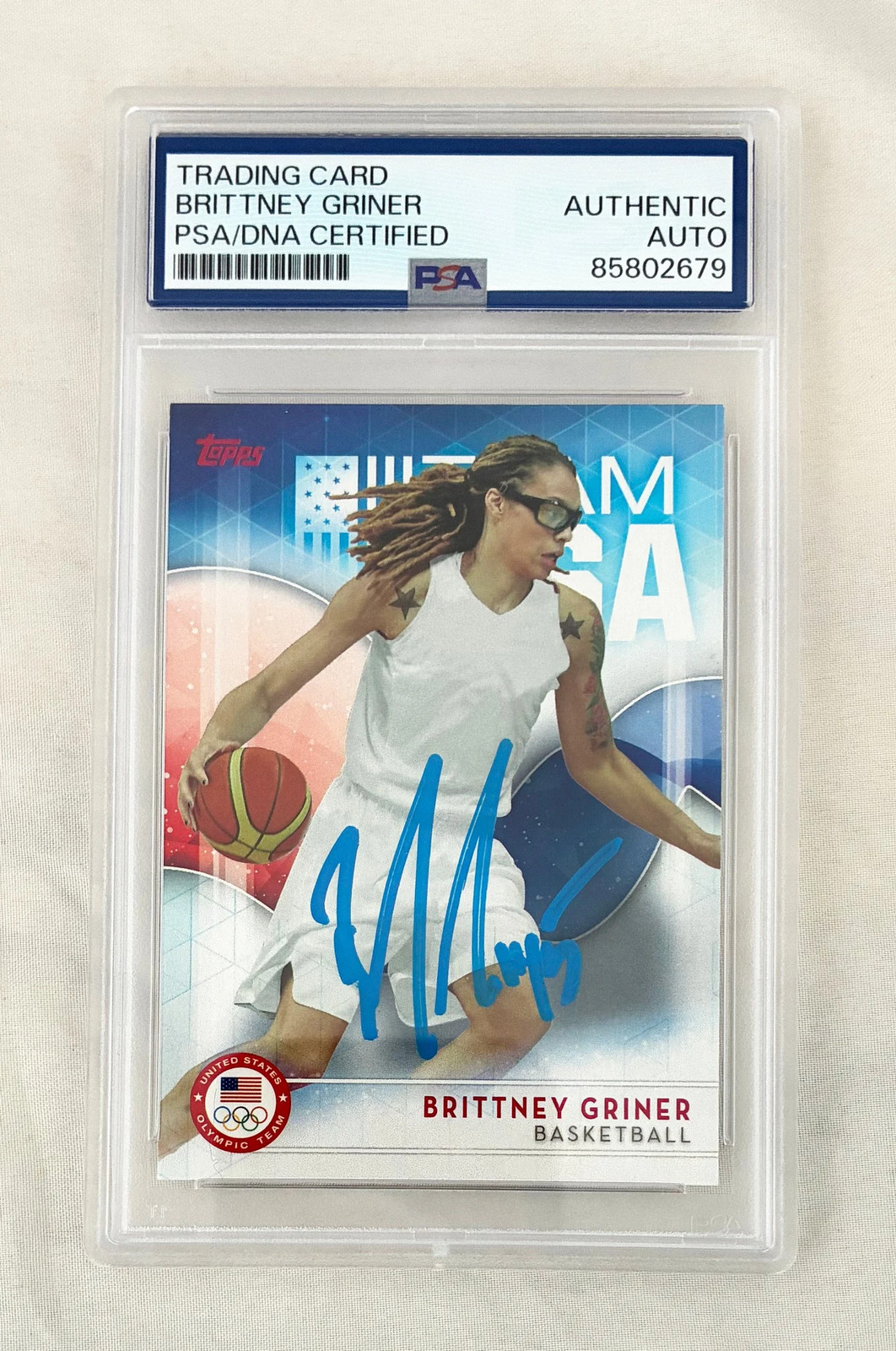 Brittney Griner Signed Card 2016 Topps #3 Olympics PSA/DNA COA