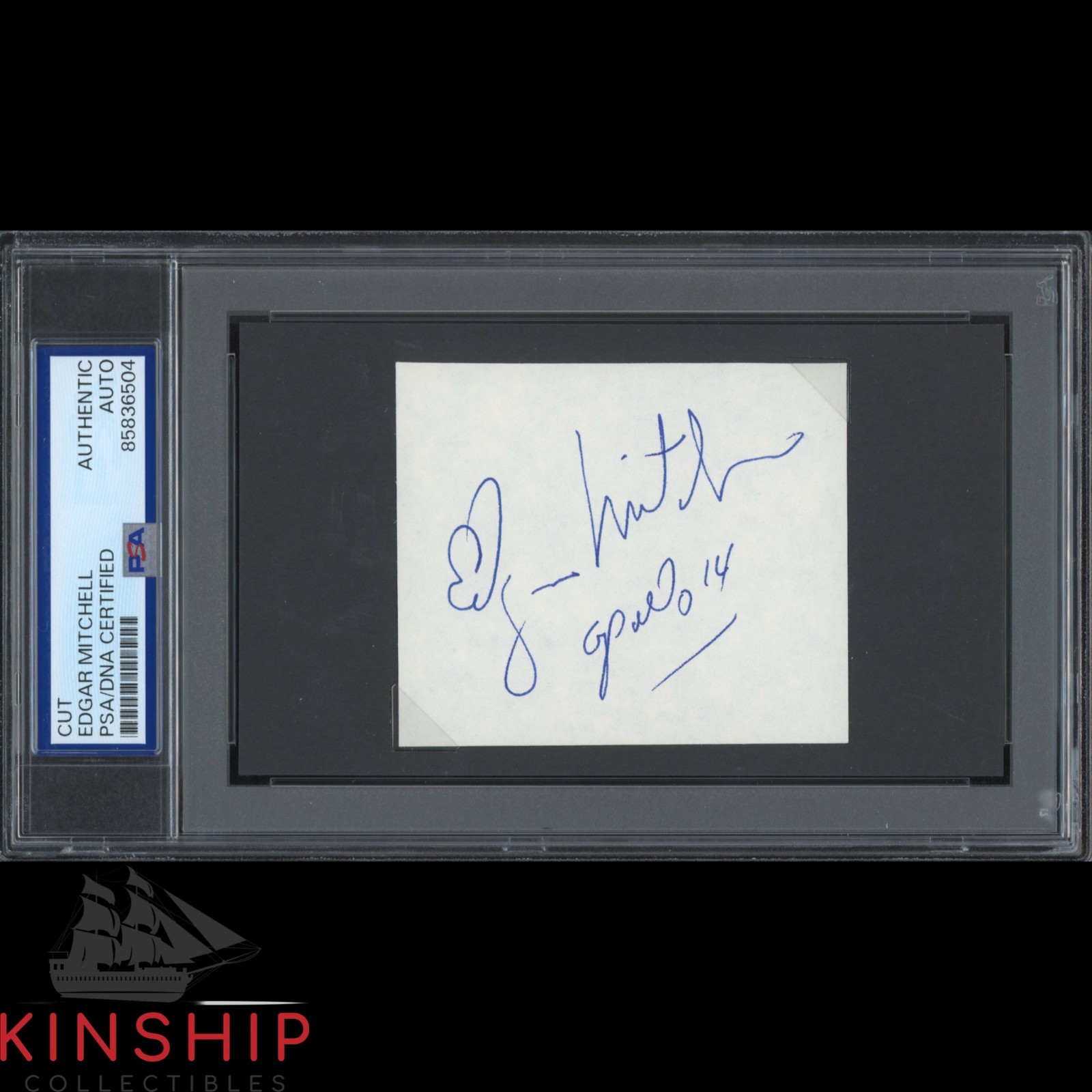 Edgar Mitchell signed Cut PSA DNA Slab Moonwalker Space Inscribed Auto C6235