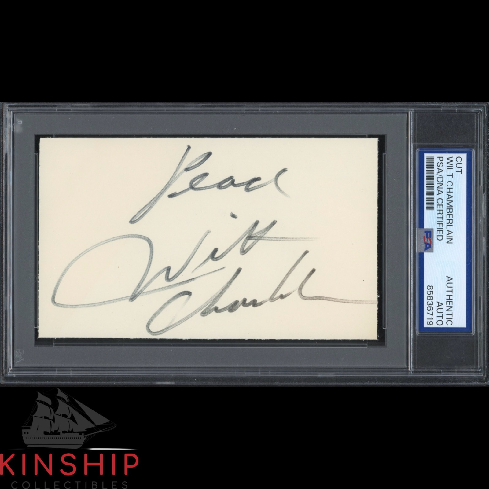 Wilt Chamberlain signed 3x5 Cut PSA DNA Slab Basketball HOF Inscribed Auto C6221