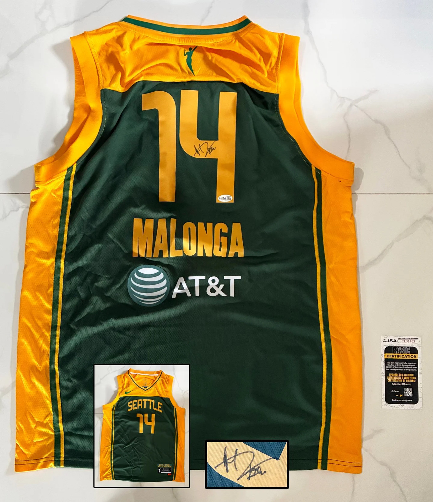 Dominique Malonga Signed Jersey WNBA Seattle Storm JSA COA