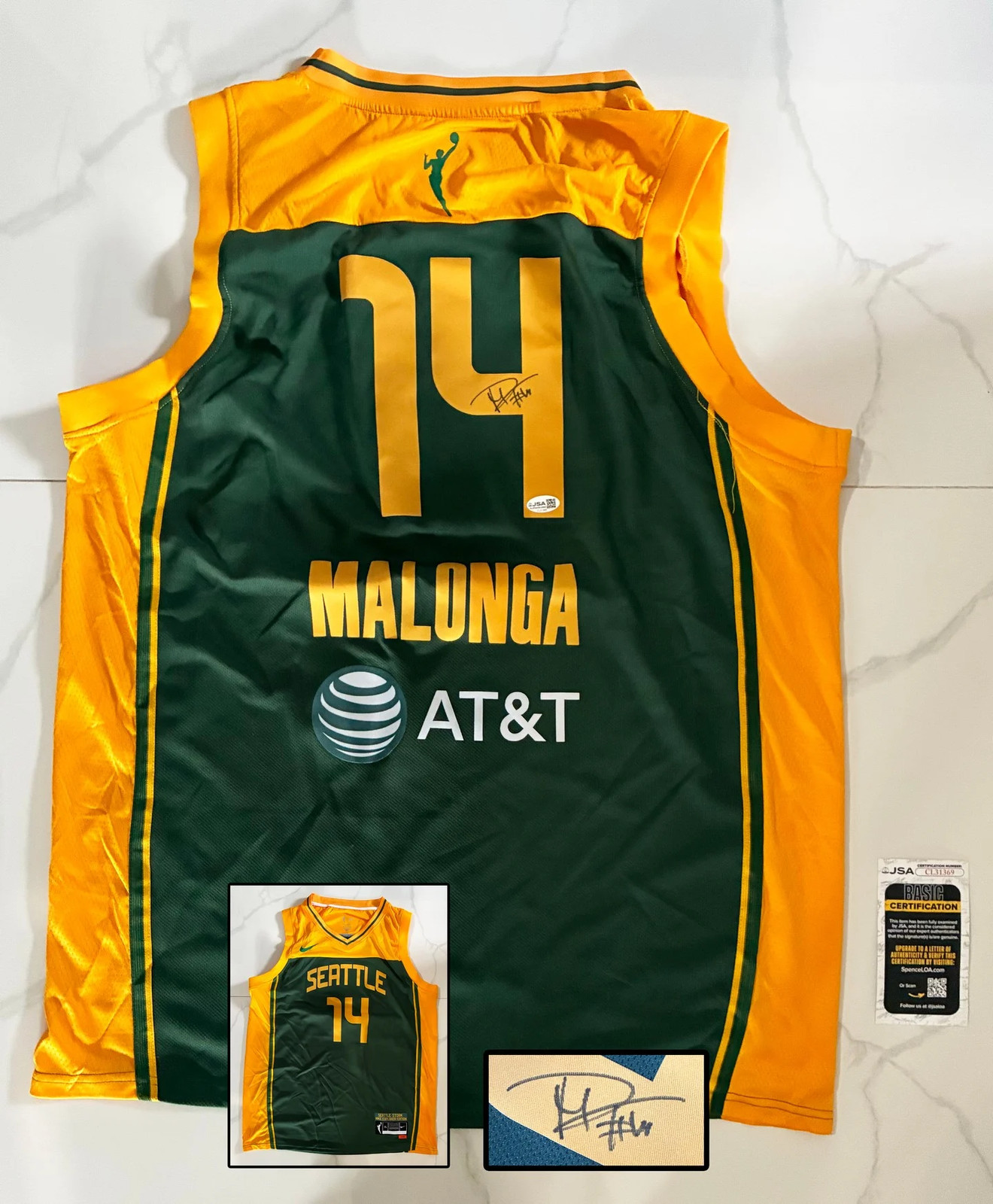 Dominique Malonga Signed Jersey WNBA Seattle Storm JSA 1 COA