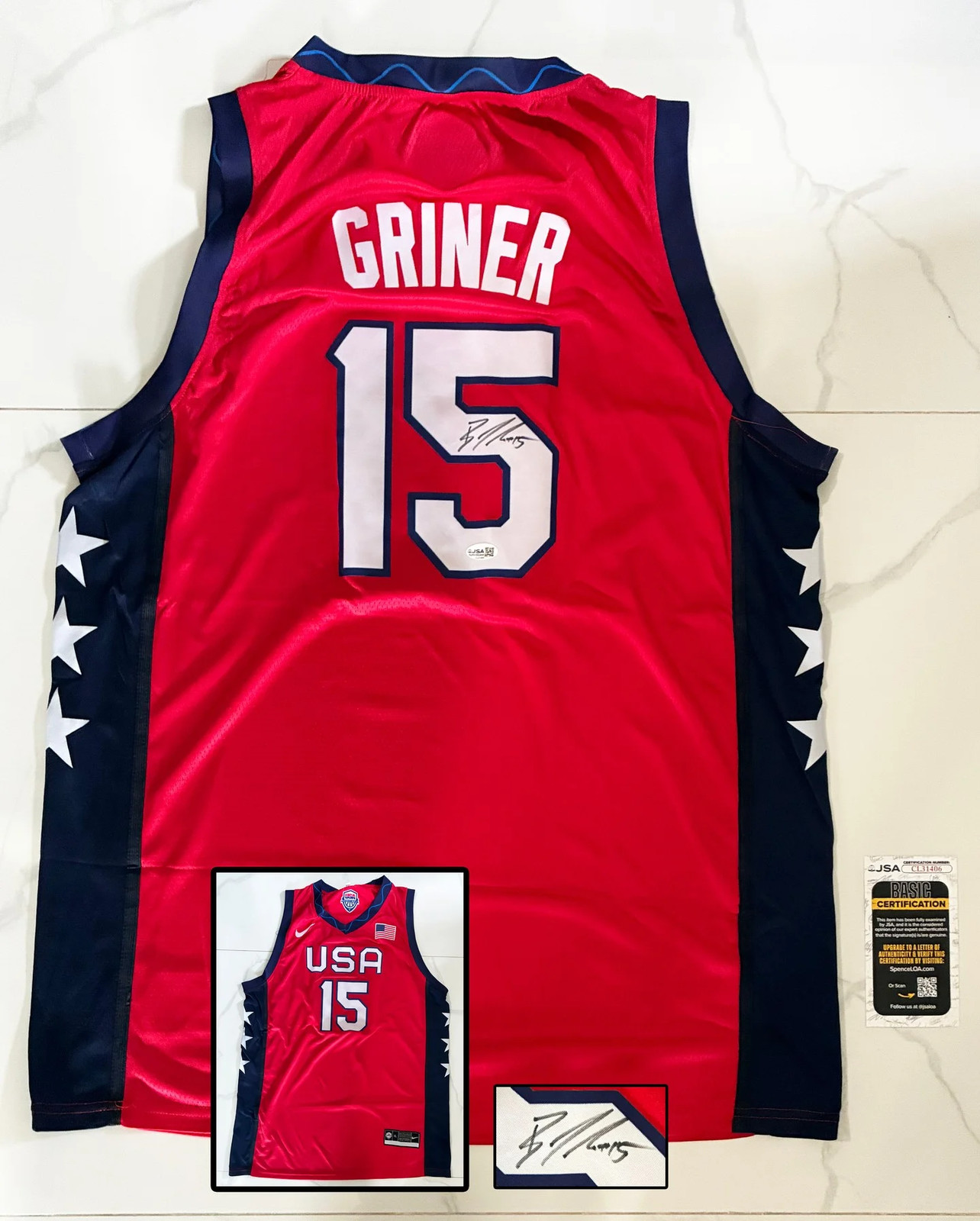 Brittney Griner Signed Jersey WNBA Olympics Team USA JSA COA