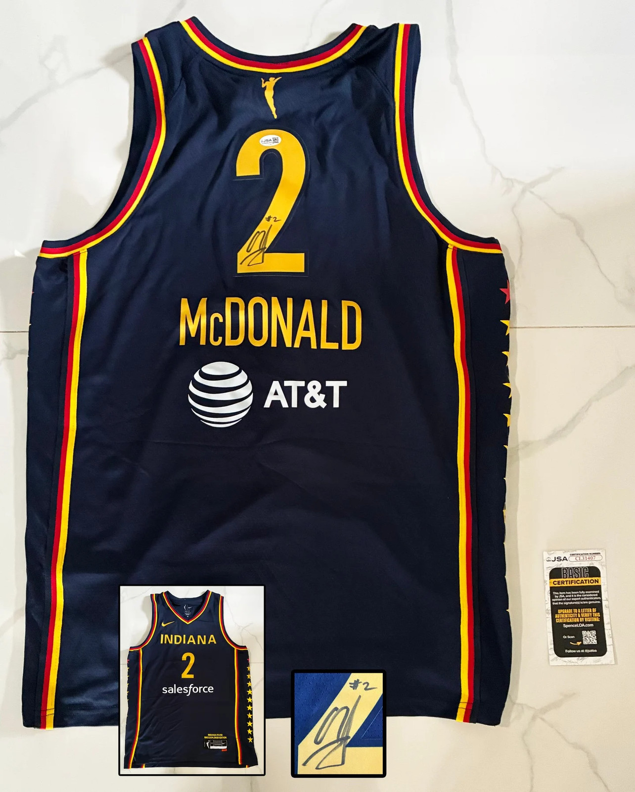 Aari McDonald Signed Jersey WNBA Indiana Fever JSA COA