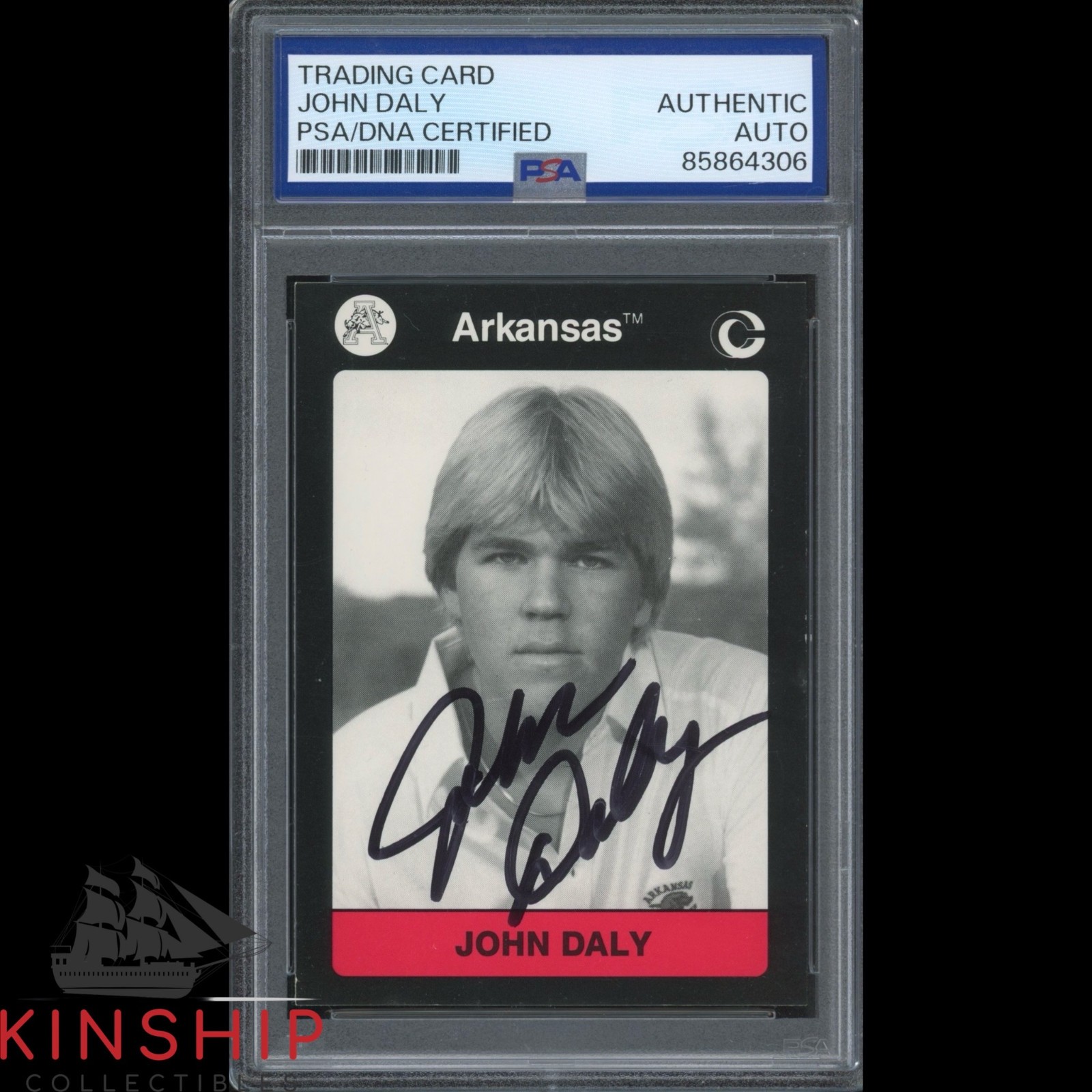 John Daly signed 1991 Collegiate Collection Card PSA DNA Slab Golf Auto C6260