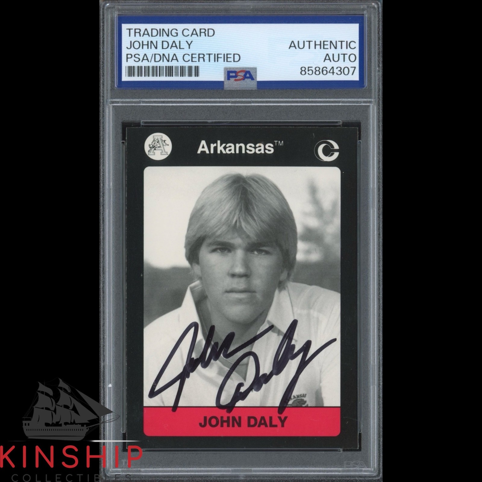 John Daly signed 1991 Collegiate Collection Card PSA DNA Slab Golf Auto C6259