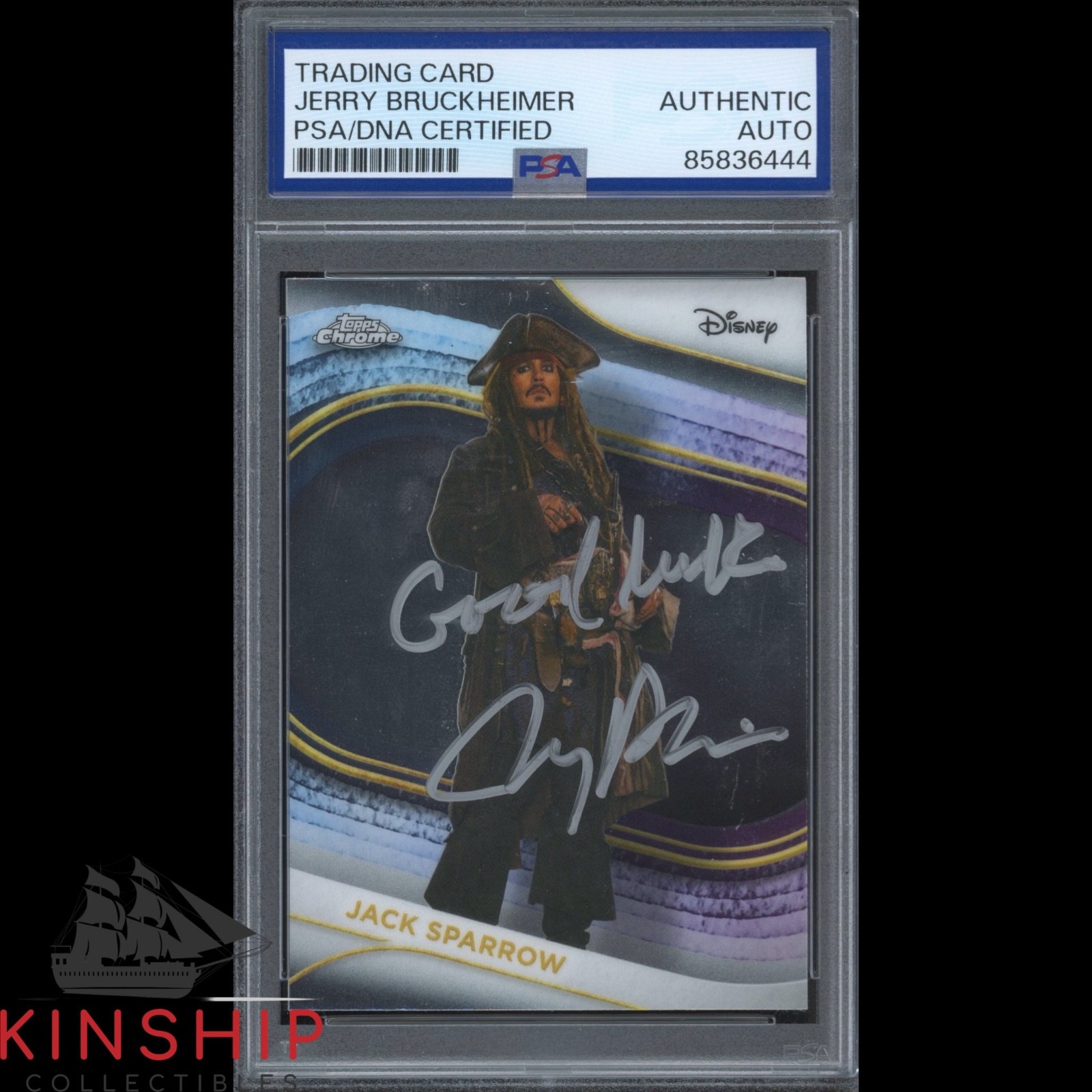 Jerry Bruckheimer signed 2025 Topps Chrome Card PSA DNA Slab Pirates Auto C6308