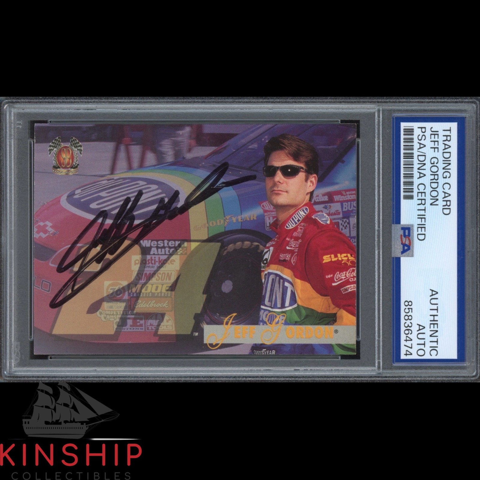 Jeff Gordon signed 1997 Scoreboard Trading Card PSA DNA Slab NASCAR Auto C6297
