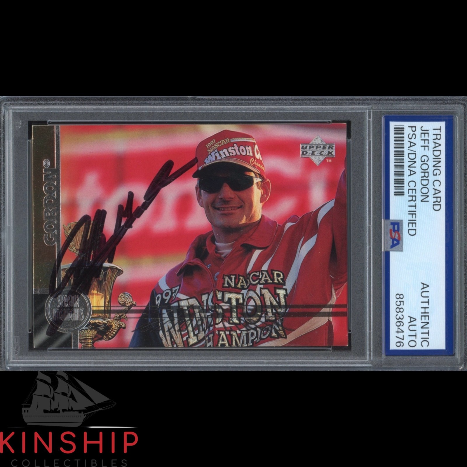 Jeff Gordon signed 1998 Upper Deck Trading Card PSA DNA Slab NASCAR Auto C6298