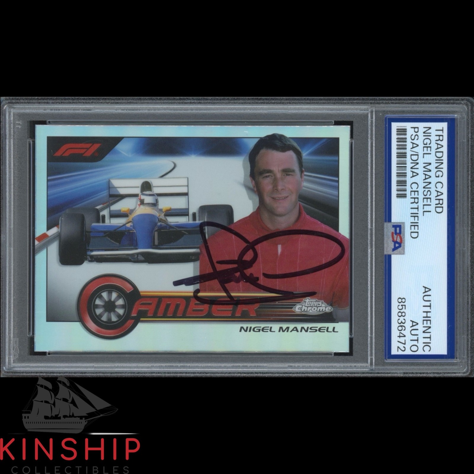 Nigel Mansell signed 2023 Topps Chrome Card PSA DNA Slab F1 Racing Auto C6291