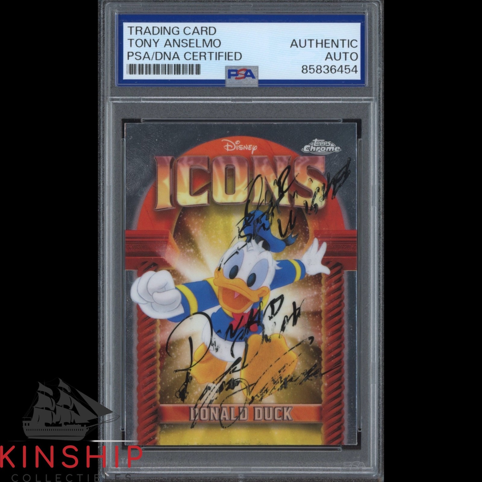 Tony Anselmo signed 2025 Topps Chrome Card PSA DNA Slab Donald Duck Auto C6305