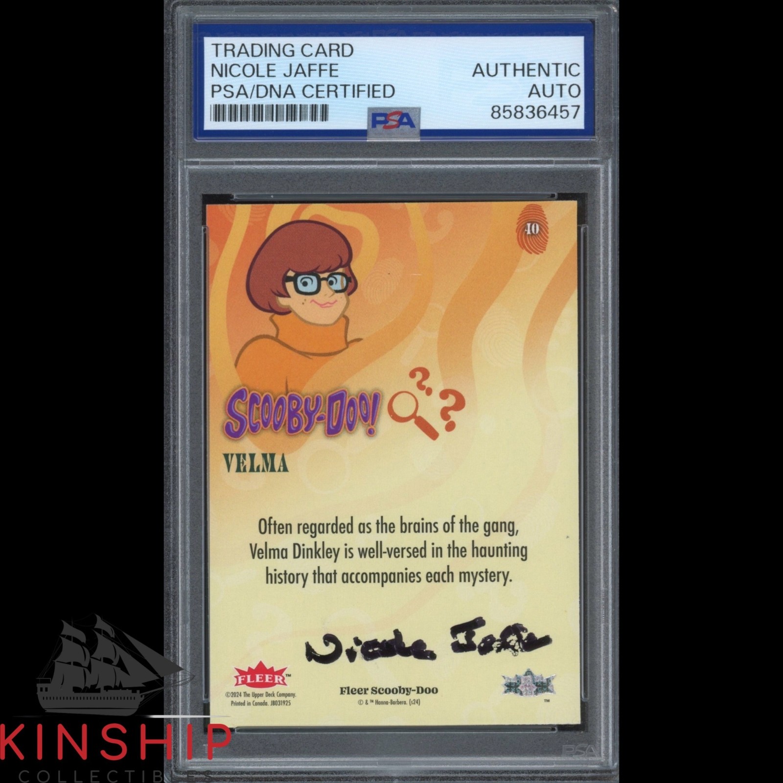 Nicole Jaffe signed 2024 Fleer Trading Card PSA DNA Slab Scooby-Doo Auto C6299