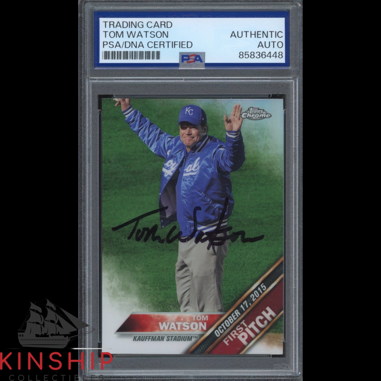 Tom Watson signed 2016 Topps Chrome Trading Card PSA DNA Slab Golf Auto C6304