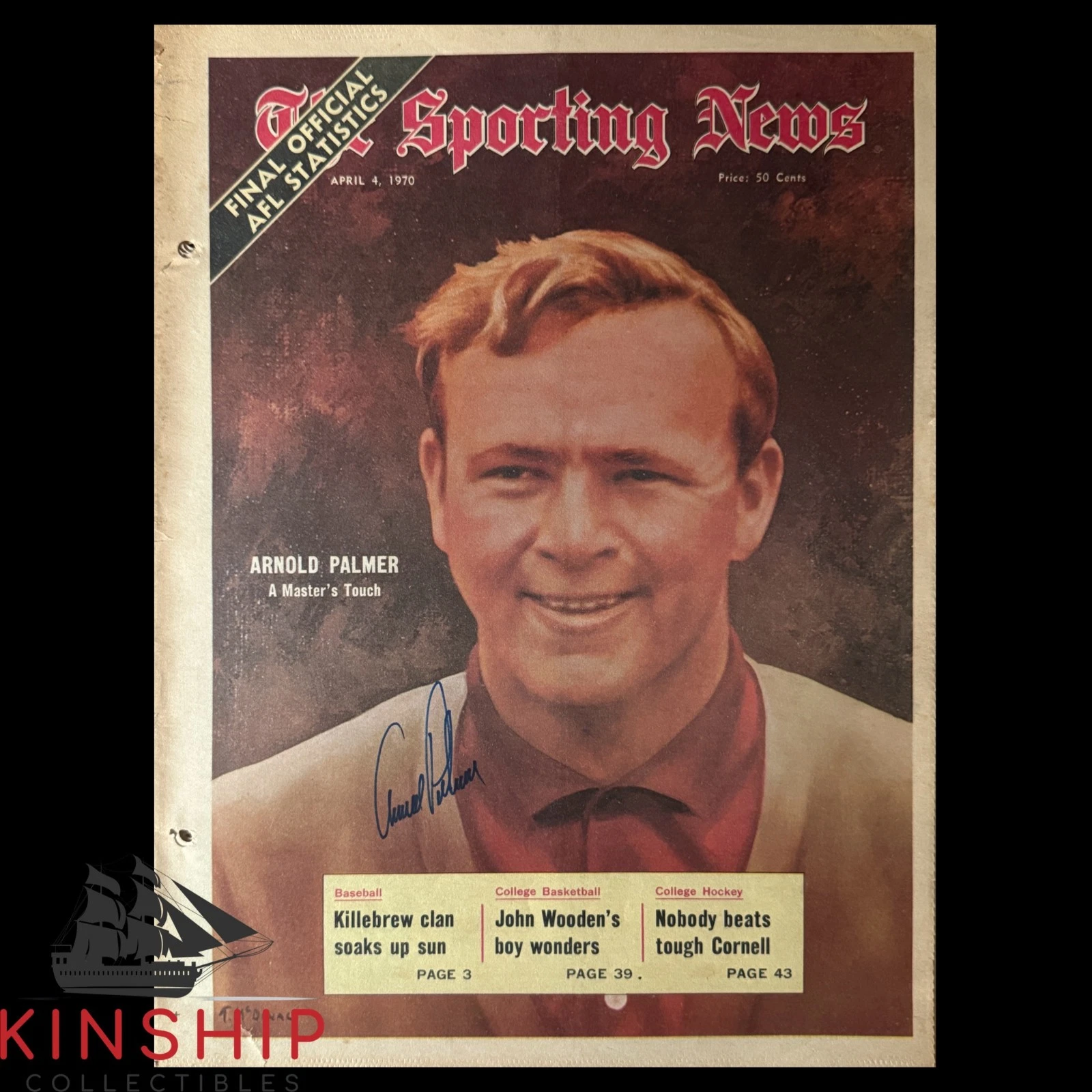 Arnold Palmer signed 'The Sporting News' Newspaper JSA LOA Golf Auto E419