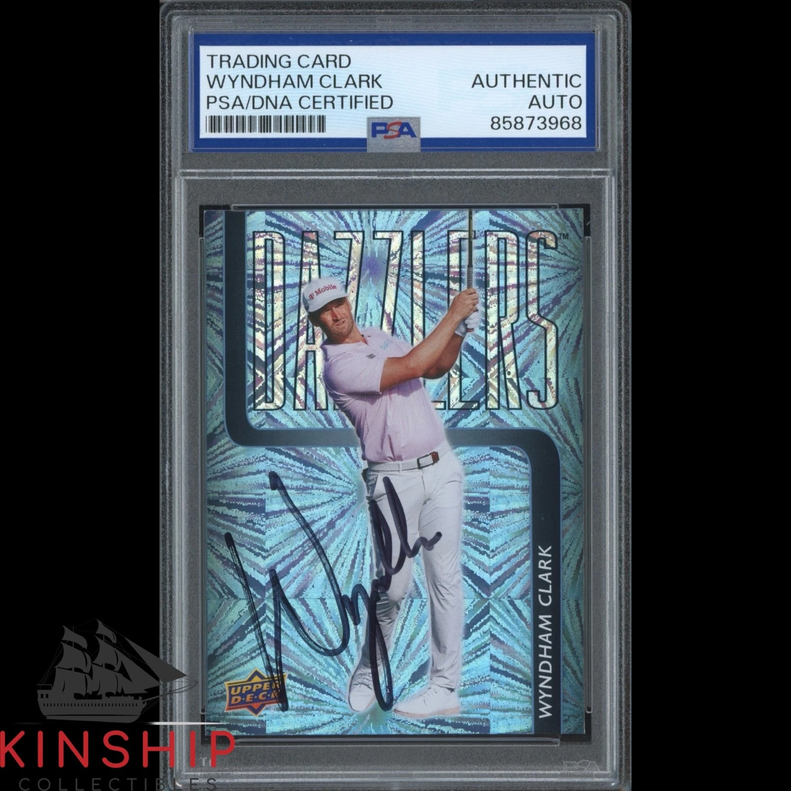 Wyndham Clark signed 2026 Upper Deck Dazzlers Golf Card PSA DNA Slab Auto C6359