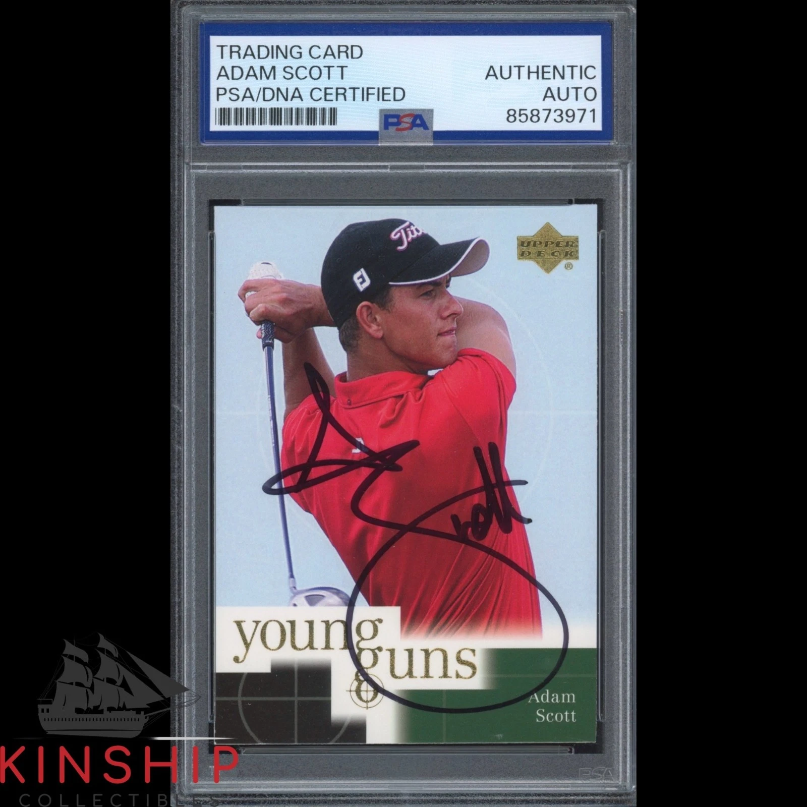 Adam Scott signed 2001 Upper Deck Rookie Card #70 PSA DNA Slab Golf Auto C6378