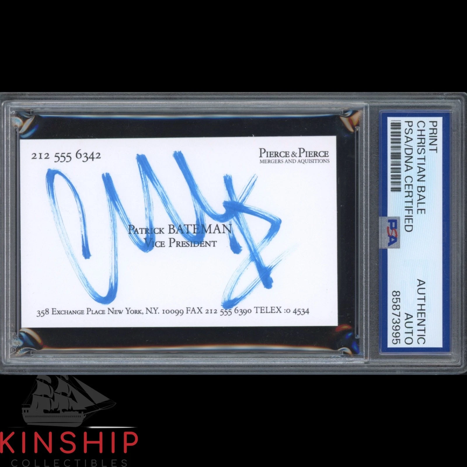 CHRISTIAN BALE SIGNED BUSINESS CARD PRINT PSA DNA SLAB AMERICAN PSYCO AUTO C6389 COLLECTIBLE MEMORABILIA