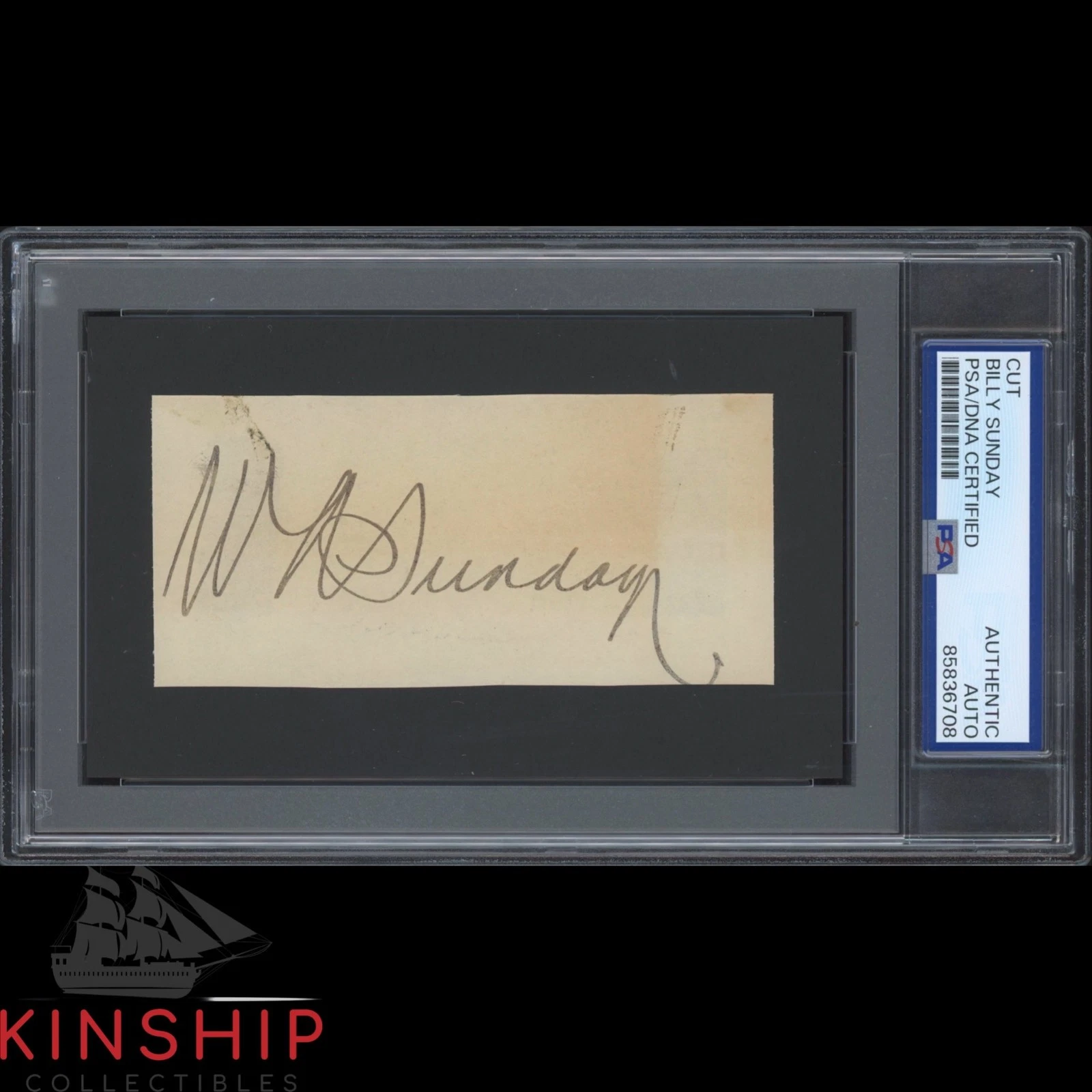 Billy Sunday signed Cut PSA DNA Slab Evangelist Baseball Auto C6434