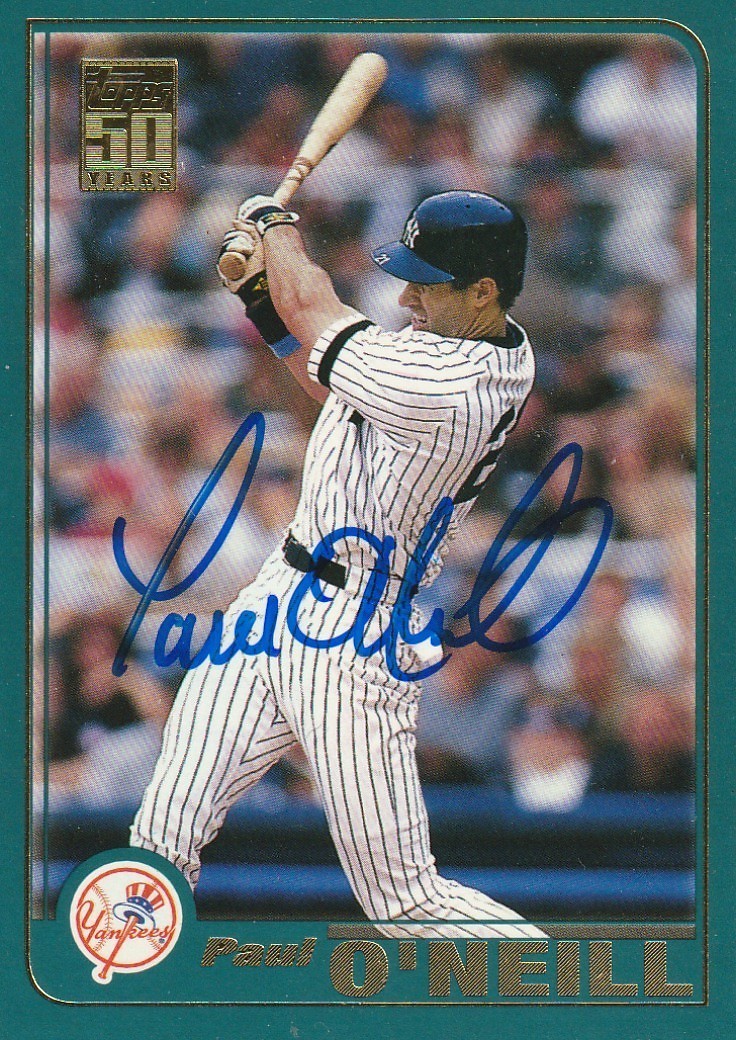 PAUL O'NEILL NEW YORK YANKEES  SIGNED 2001 TOPPS CARD #30