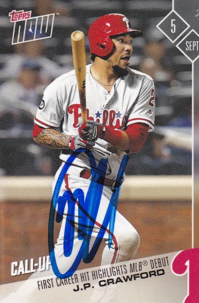 J.P. CRAWFORD  PHILADELPHIA PHILLIES   2017 TOPPS NOW (RARE)  SIGNED CARD