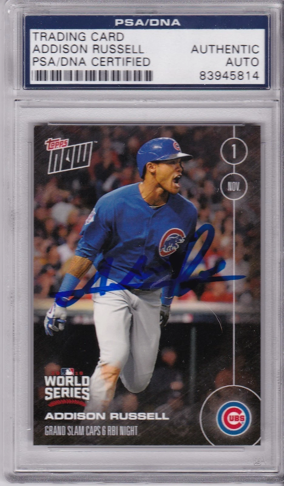 ADDISON RUSSELL  CHICAGO CUBS  2016 TOPPS NOW #651   PSA/DNA SIGNED CARD